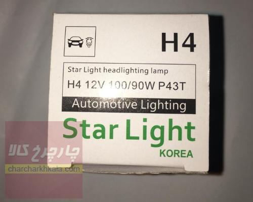 لامپ H4 سه خار چراغ جلو تندر ال نود 12V-100-90 W p43T برند STAR LIGHT